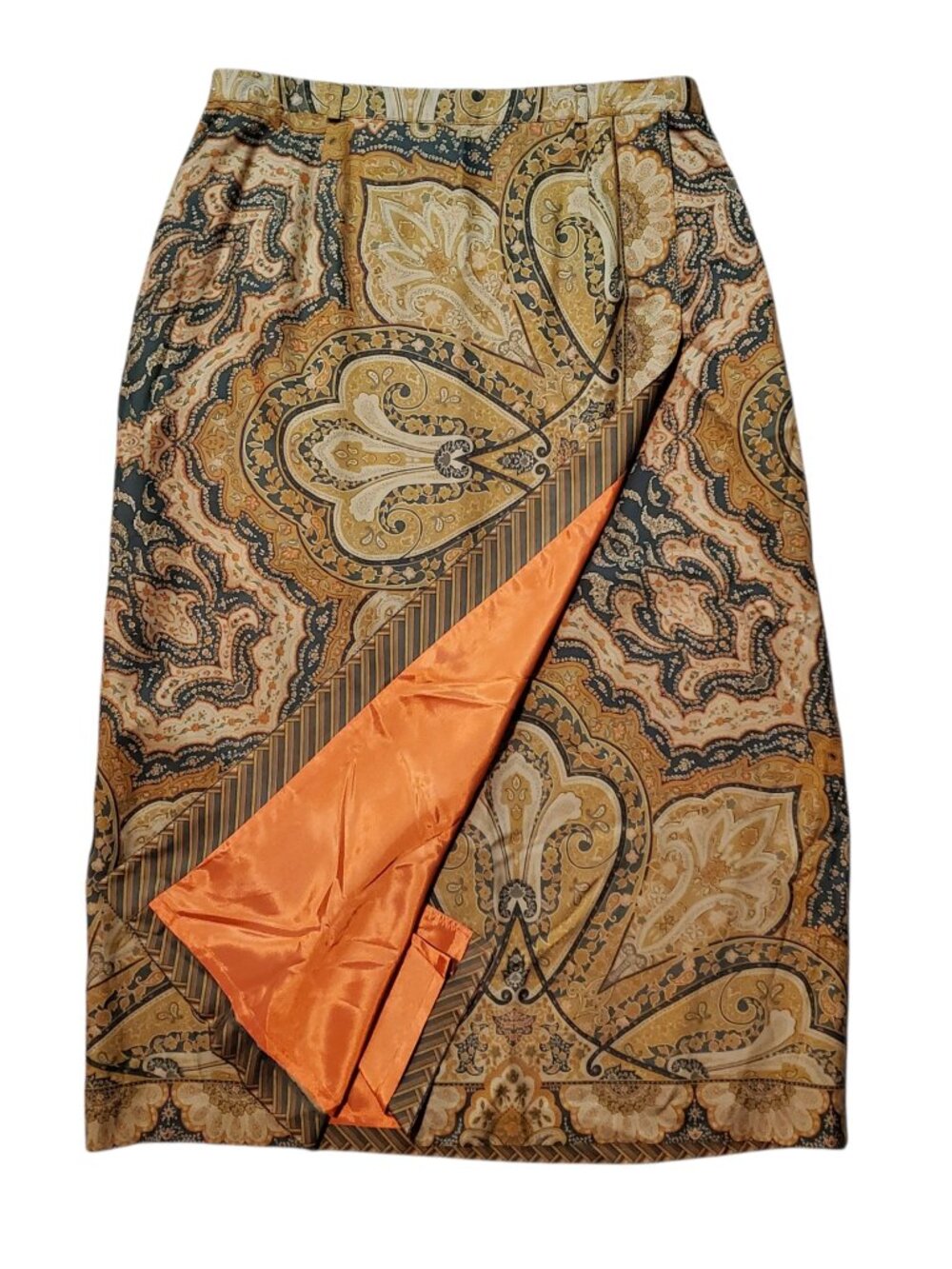 Vintage Wool Silk Coldwater Creek Wrap Front Geometrical Maxi Skirt - 14